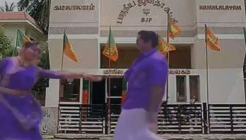 நாட்டாமை பட பாடல்.. பாஜக அலுவலகம் முன் டான்ஸ் ஆடும் சரத் மற்றும் குஷ்பூ - இணையத்தில் வைரலாகும் வீடியோ!