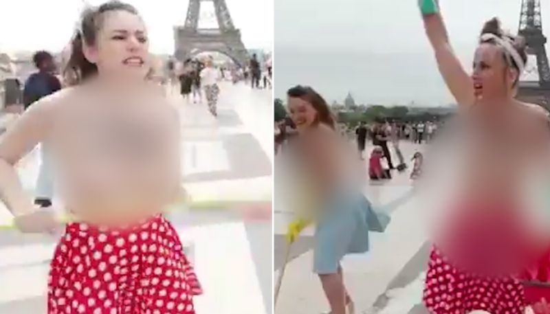 Eiffel tower protest: Topless women challenge authoritarianism with anti-fascist slogans (WATCH)