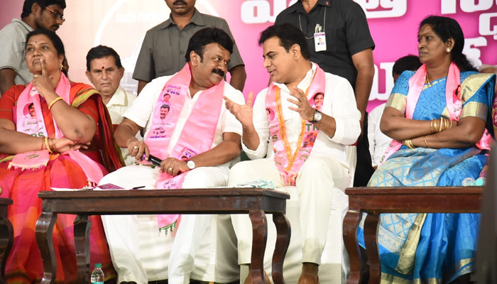 trs party working president ktr gives clarity about met to  governor narasimhan