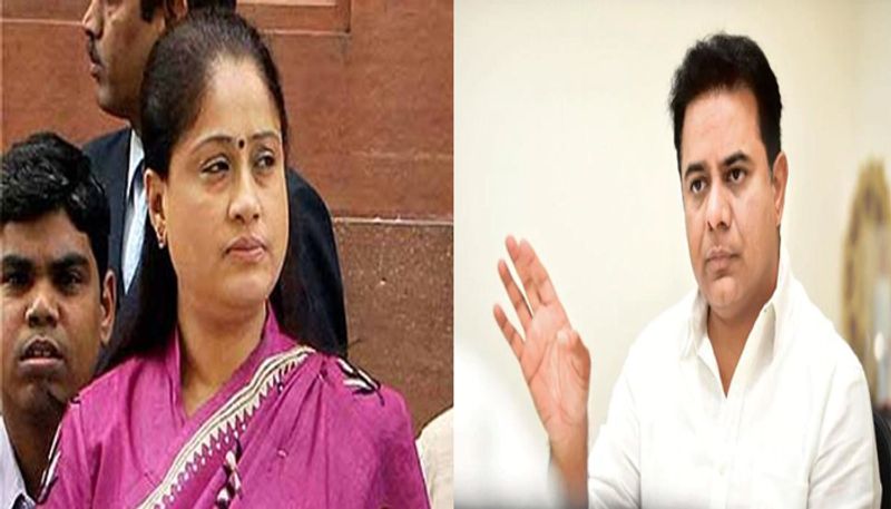 telangana congress leader vijayashanthi satirical comments on trs working president ktr challenge over jp nadda