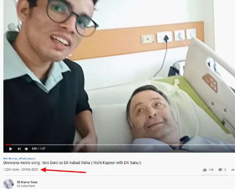 <p>इसे अपलोड करने वाले चैनल का नाम <strong>‘Dk Kumar Sanu’ </strong>है। वीडियो में दिखने वाला शख्स यही है। इसी चैनल पर दिखने वाली एक और क्लिप में वो होली पर गाना गाता हुआ दिख रहा है। इस चैनल की कवर पिक्चर में इनकी ऋषि कपूर के साथ तस्वीर देखी जा सकती है।</p> 