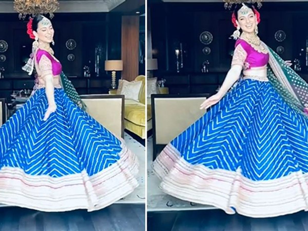 भाई की शादी के लिए कंगना ने चुनी थी इस थीम पर ड्रेस, 14 महीनों में बनकर तैयार हुआ था लहंगा | Kangana Ranaut Shared A video of her outfit gujrati bandhani