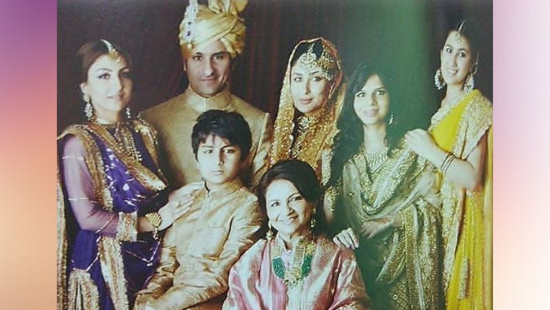 <p>करीना कपूर ने सैफ अली खान से 16 अक्टूबर, 2012 को शादी की थी। निकाह के समय करीना ने सास शर्मिला टैगोर की शादी की ड्रेस पहनी थी, लेकिन रिसेप्शन में उन्होंने मरून और बरगंडी मिक्स लहंगा पहना था। इस पर बॉर्डर और ब्लाउज पर सीक्वंस, क्रिस्टल और सिल्वर थ्रेड वर्क किया गया था। करीना के इस खास लहंगे की कीमत करीब 50 लाख रुपए थी।</p>
