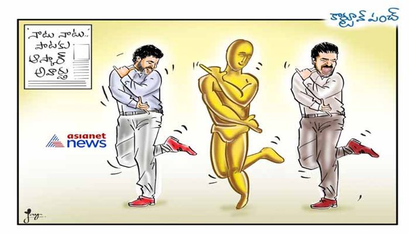 Cartoon punch on oscar award to naatu naatu song