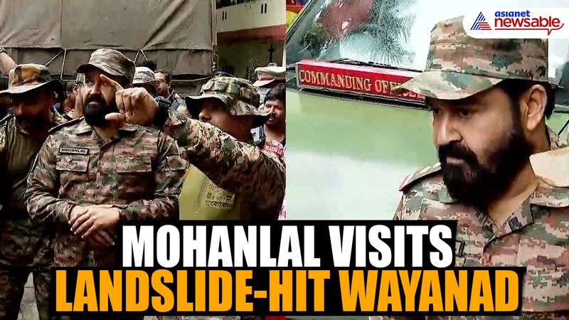 Mohanlal visits landslide-hit Wayanad, meets Territorial Army Officers [WATCH]