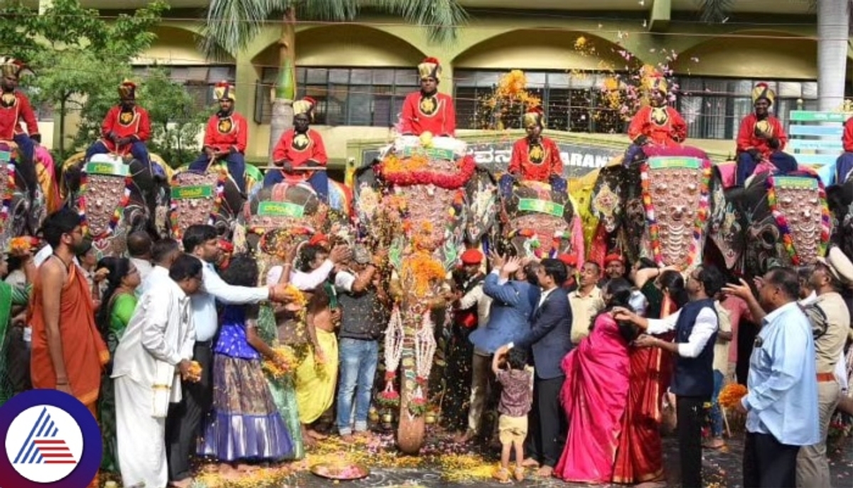 750ಕೆಜಿ ಚಿನ್ನದ ಅಂಬಾರಿ ಹೊತ್ತು ಸಾಗಿದ ಅಭಿಮನ್ಯು, ಅದ್ಧೂರಿ ದಸರಾಗೆ ಮಳೆ ಸಿಂಚನ!