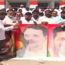 Congress workers pour milk on Rahul Gandhi's posters in celebration of Caste Census push (WATCH)
