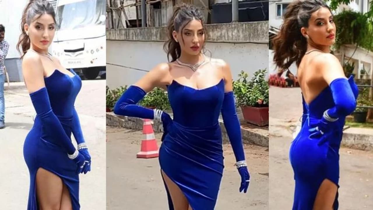 nora fatehi glamorous look in velvet bodycon dress but got troll for this reason KPJ