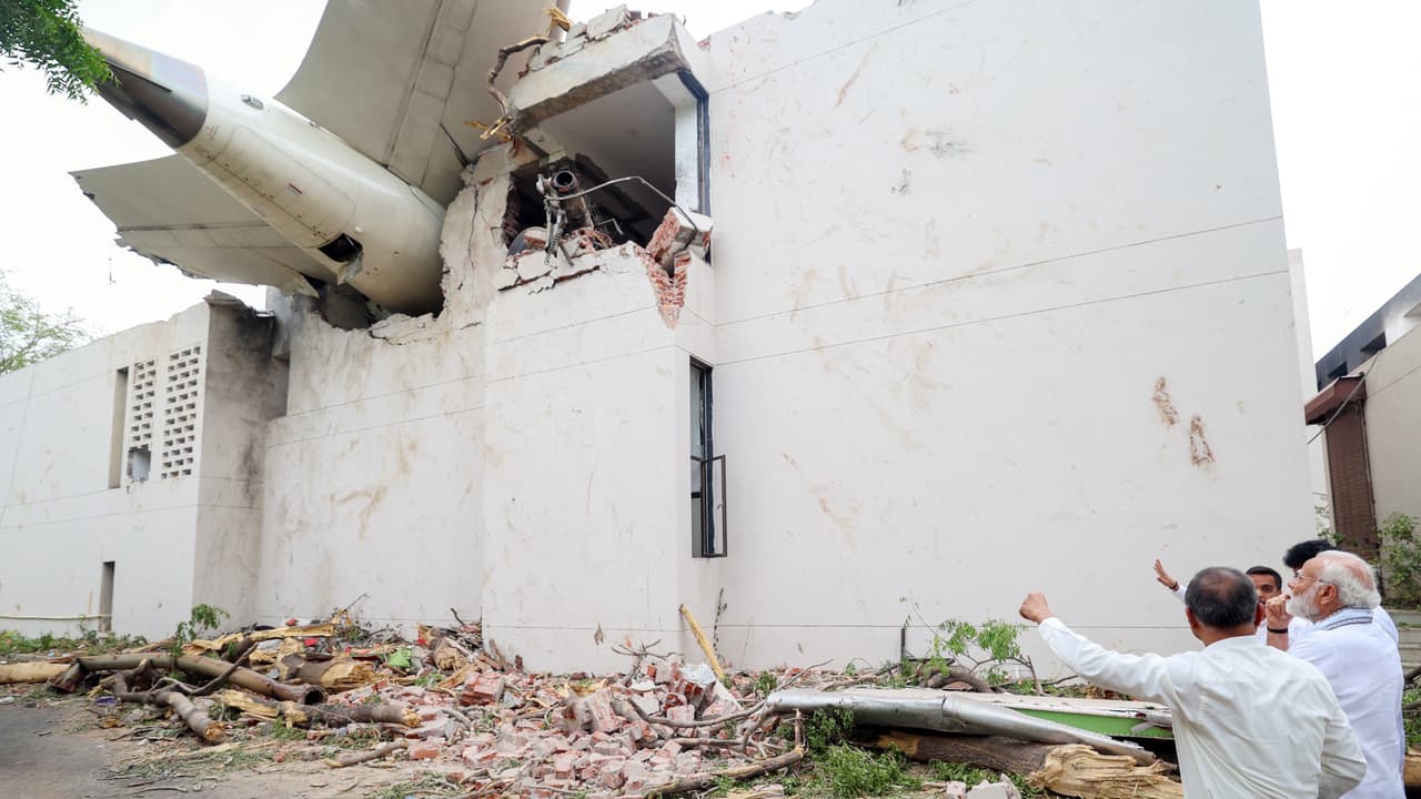 PM Modi visits the Air India AI 171 flight crash site in Ahmedabad