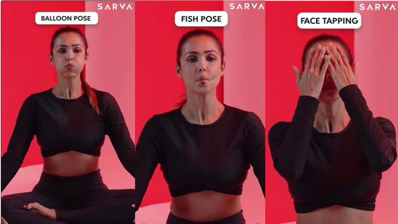 Malaika Arora facial yoga routine glowing skin tips Malaika Arora facial yoga routine glowing skin tips