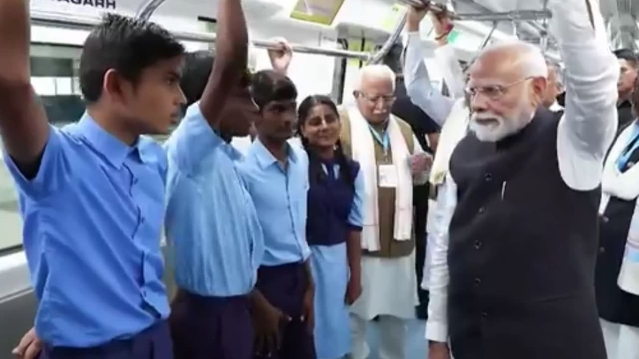 PM Modi in Bengaluru Metro talking to students PM Modi in Bengaluru Metro talking to students
