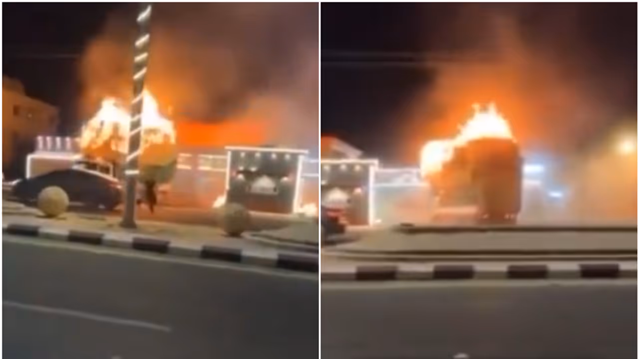 truck catches fire in petrol pump truck catches fire in petrol pump