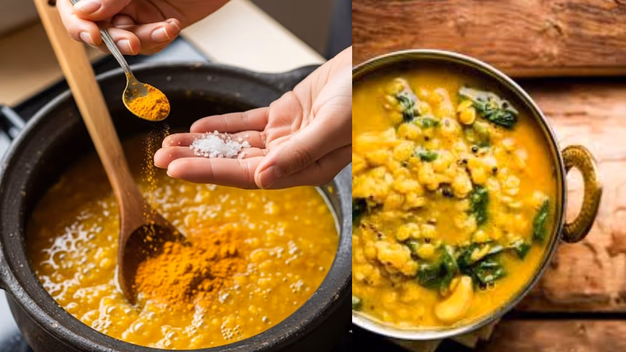 when to put turmeric and salt in dal