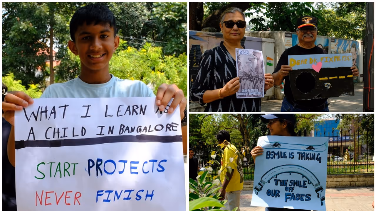 Bengaluru residents protest B SMILE flyover projects and loss of green cover Bengaluru residents protest B SMILE flyover projects and loss of green cover