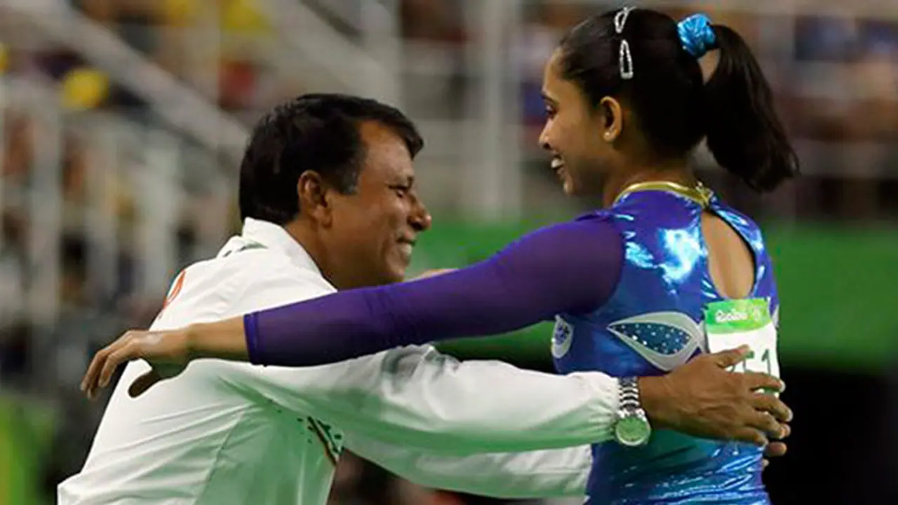 Dipa karmakar with Coach Dipa karmakar with Coach