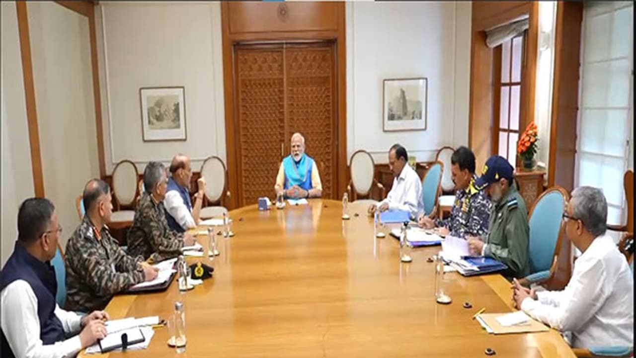 PM Modi chairs meeting at residence (Photo/ANI)