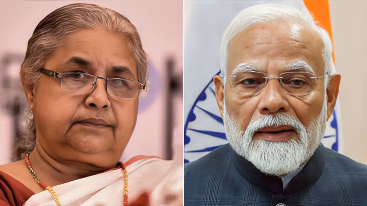 Interim Nepal PM Sushila Karki (L) and Prime Minister Narendra Modi (R)