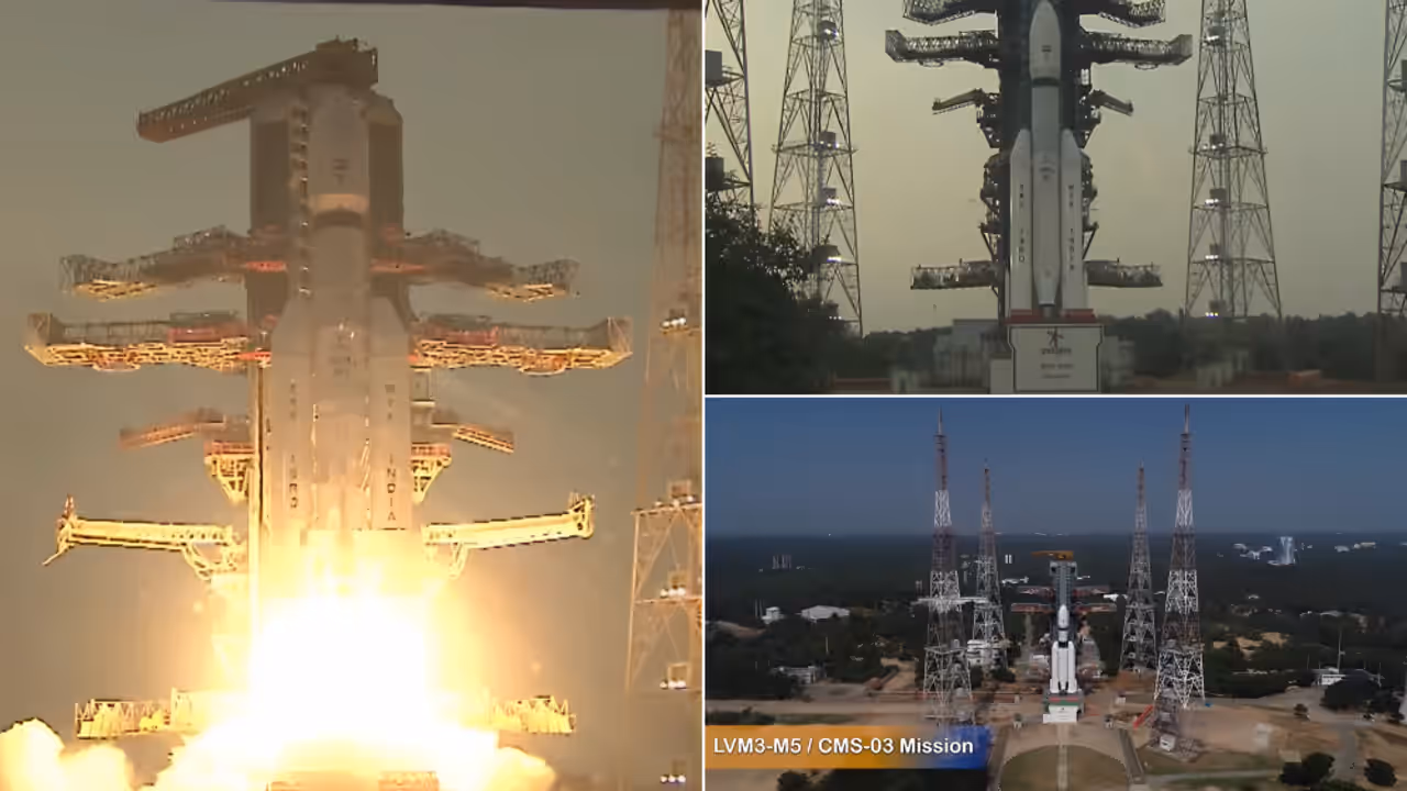 ISRO CMS 03 launches on LVM3 rocket to space