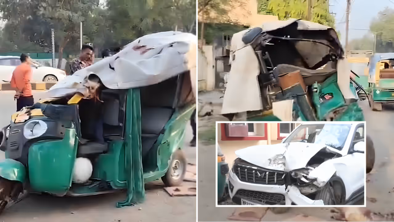 MP Scorpio Crash Video Viral Five Of One Family Out for Birthday Celebration Killed After Car Hits Auto in Gwalior MP Scorpio Crash Video Viral Five Of One Family Out for Birthday Celebration Killed After Car Hits Auto in Gwalior