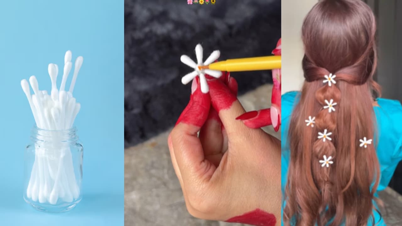 DIY hair accessories using earbuds