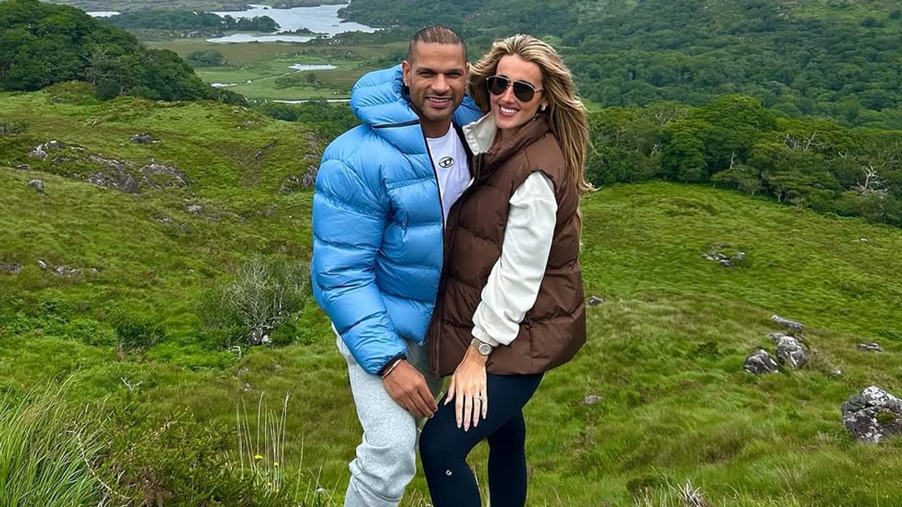 Shikhar Dhawan and Sophie Shine romantic photos Shikhar Dhawan and Sophie Shine romantic photos