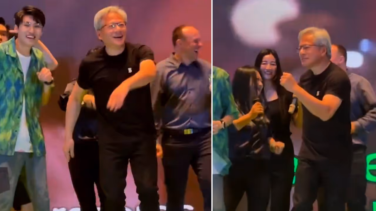 VIRAL VIDEO: Nvidia Boss Jensen Huang Breaks Into Dance With Employees, Internet Reacts (WATCH) VIRAL VIDEO: Nvidia Boss Jensen Huang Breaks Into Dance With Employees, Internet Reacts (WATCH)