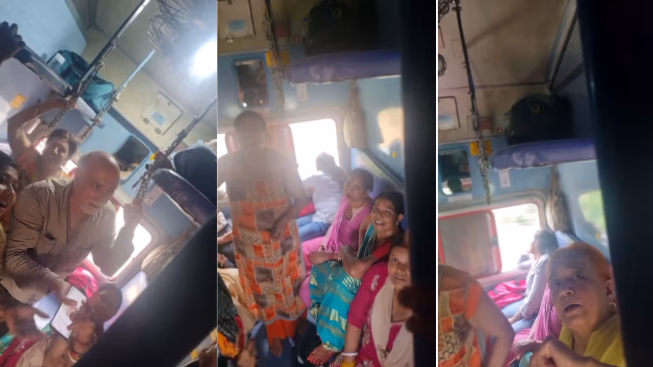 'Kuch Toh Daya Dikhao': Train Passenger Confronts Women Singing Loud Bhajans On Train (WATCH Viral Video) 'Kuch Toh Daya Dikhao': Train Passenger Confronts Women Singing Loud Bhajans On Train (WATCH Viral Video)