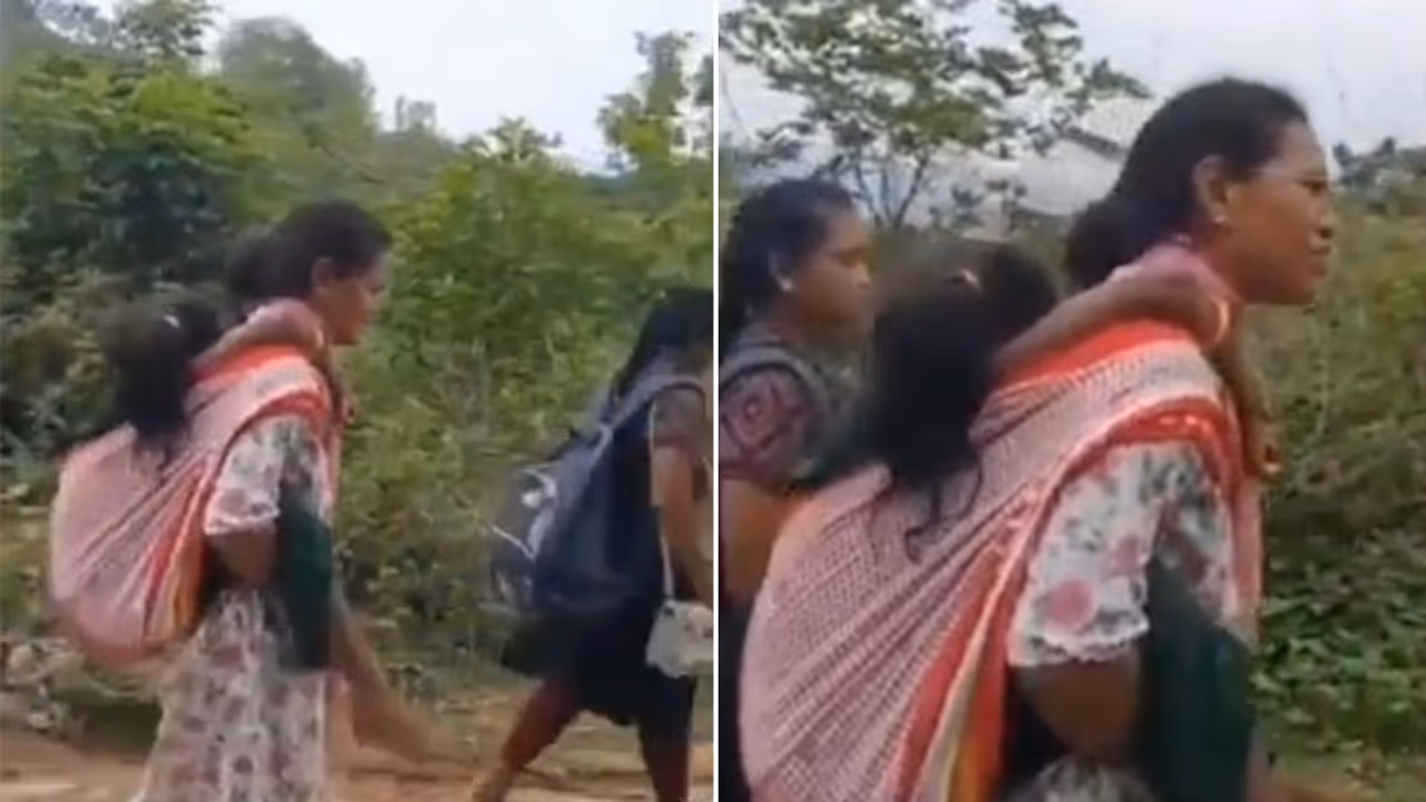 WATCH: Andhra Pradesh School Warden Carries Ill Student On Her Back For 6 Km, Wins Hearts Online WATCH: Andhra Pradesh School Warden Carries Ill Student On Her Back For 6 Km, Wins Hearts Online