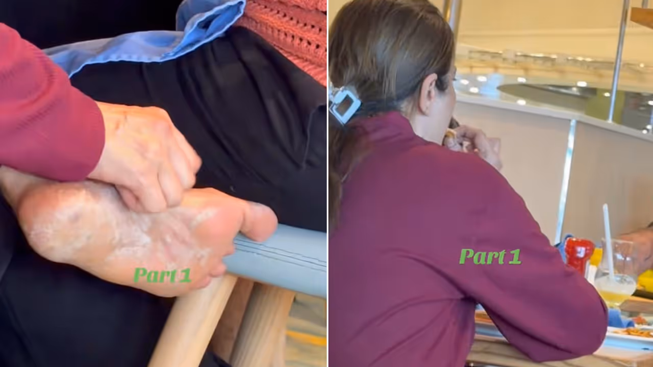 Viral Video Shows Cruise Passenger Scratching Foot With Buffet Fork, Sparks Hygiene Debate | WATCH Viral Video Shows Cruise Passenger Scratching Foot With Buffet Fork, Sparks Hygiene Debate | WATCH