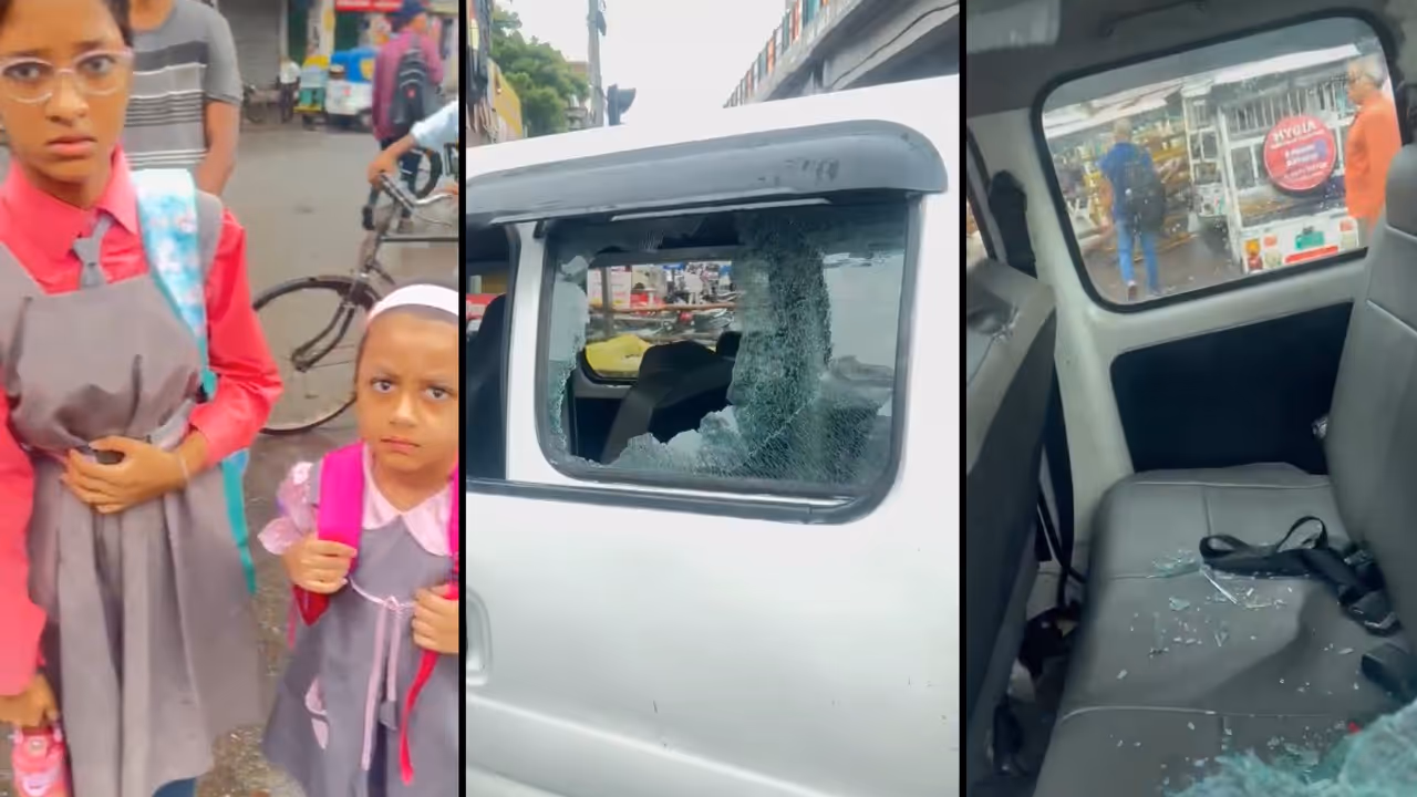 Lucknow Shocker: School Van Vandalised After Alleged Clash During Kanwar Yatra, Video Goes Viral | WATCH Lucknow Shocker: School Van Vandalised After Alleged Clash During Kanwar Yatra, Video Goes Viral | WATCH