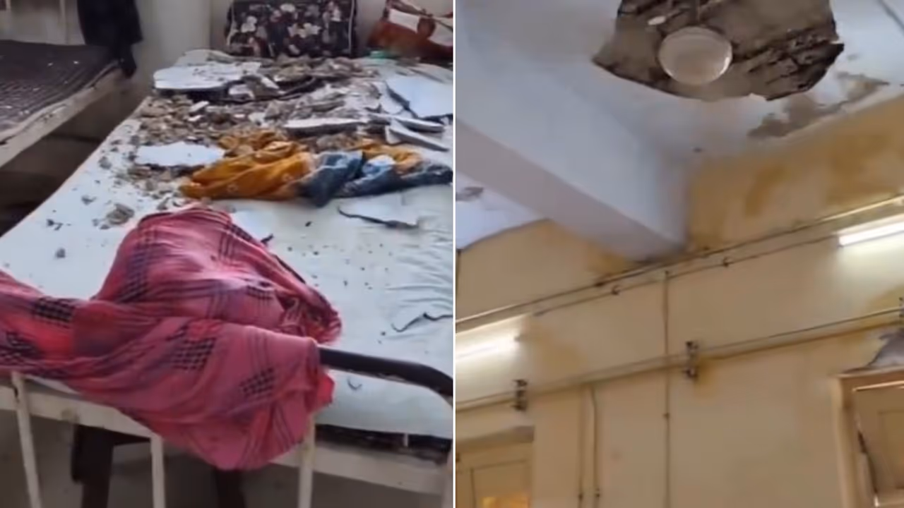 Gwalior Hospital Horror: Ceiling Plaster Falls on Baby’s Bed, 2 Month Old Injured; 16 Children Evacuated Gwalior Hospital Horror: Ceiling Plaster Falls on Baby’s Bed, 2 Month Old Injured; 16 Children Evacuated