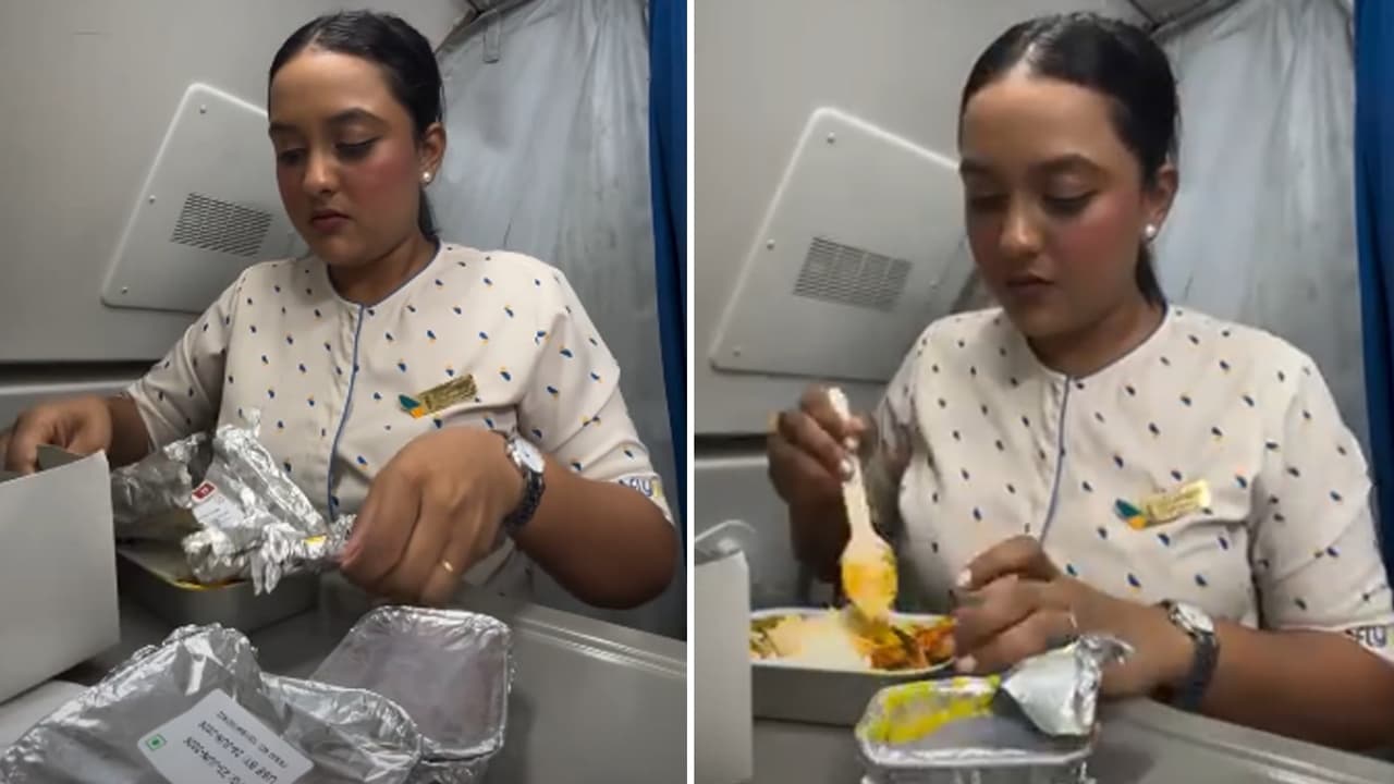 How Do Air Hostesses Eat During a Flight? Viral Video Shows Cabin Crew Meal Routine | WATCH How Do Air Hostesses Eat During a Flight? Viral Video Shows Cabin Crew Meal Routine | WATCH