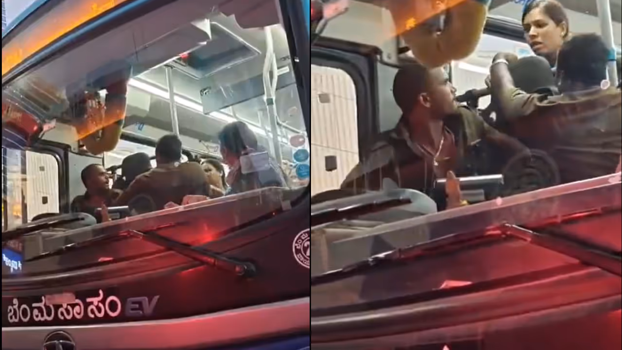 Viral Video Shows BMTC Bus Slap Spat on Tumakuru Road