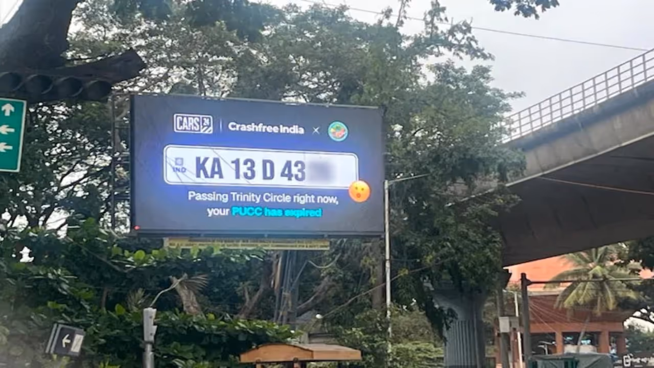Bengaluru AI traffic billboard at Trinity Circle