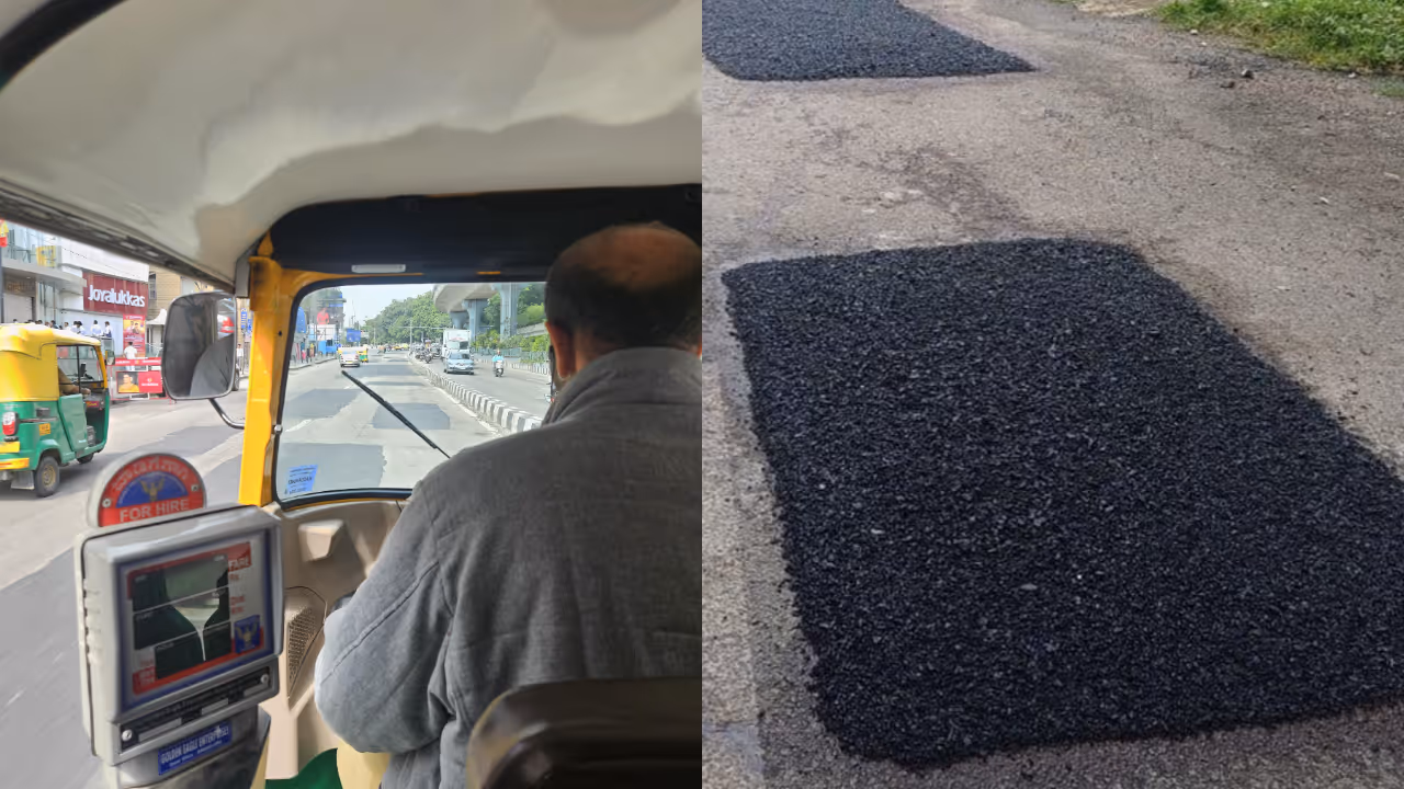 Bengaluru MG Road showing potholes and uneven patchwork frustrating commuters 