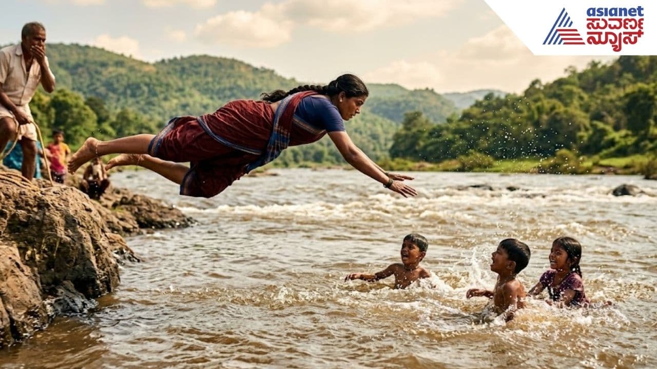 Woman jumps into river to save children Woman jumps into river to save children
