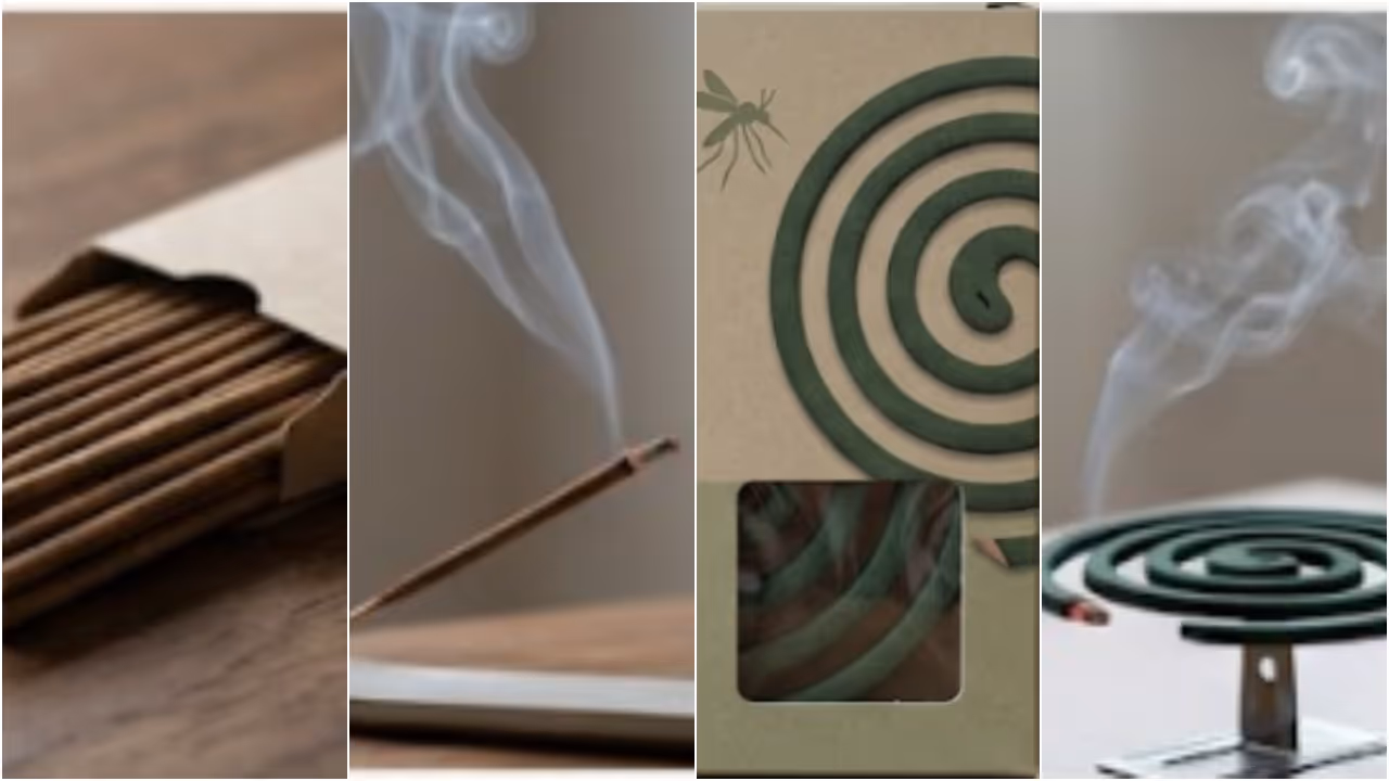 Incense stick and mosquito coil smoke Incense stick and mosquito coil smoke