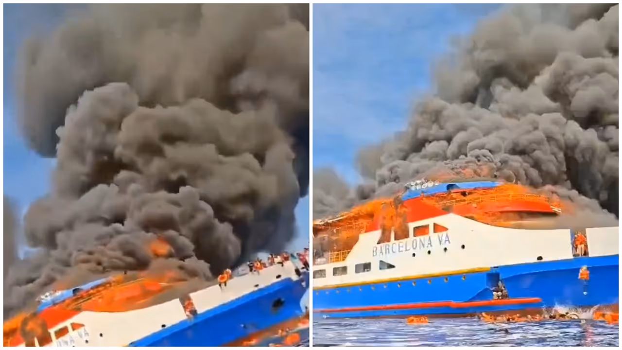 Indonesian ferry catches fire