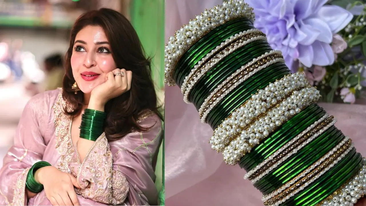 How to style green glass bangles with saree for Sawan festival How to style green glass bangles with saree for Sawan festival