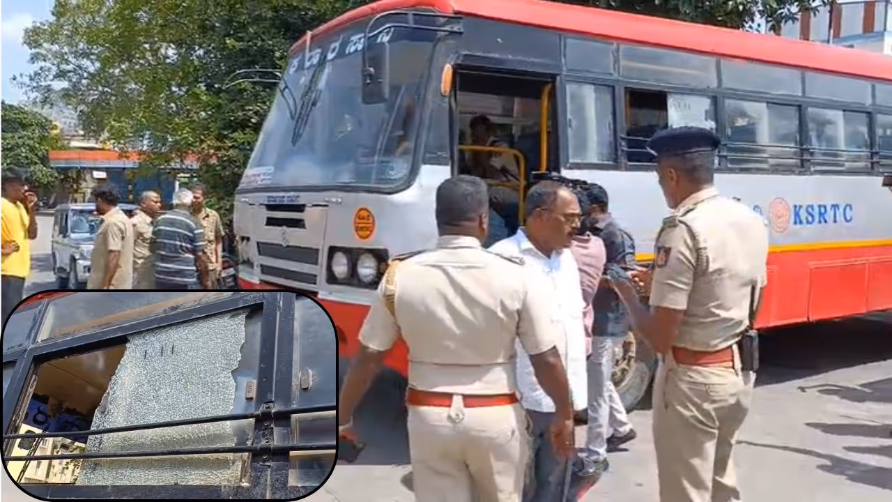 KSRTC Bus Stone Pelnting KSRTC Bus Stone Pelnting