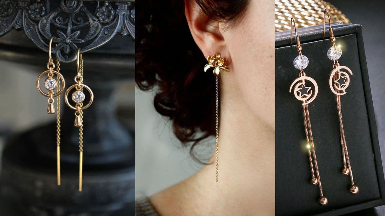 Simple artificial sui dhaga earring design Simple artificial sui dhaga earring design