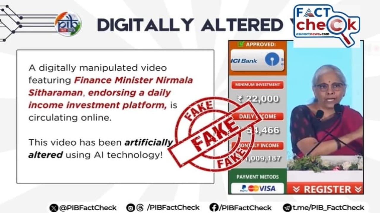 Viral AI Video Falsely Links Nirmala Sitharaman to Rs 22,000 Per Day Income Scheme, PIB debunks Fake Video