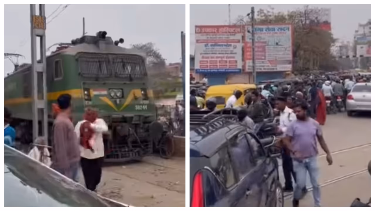 trains stuck in traffic jam trains stuck in traffic jam