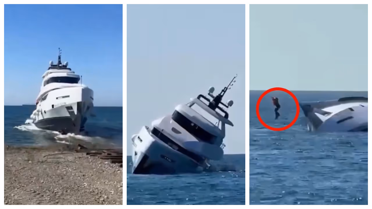 1 million doller luxury yacht sank after lowered into the sea