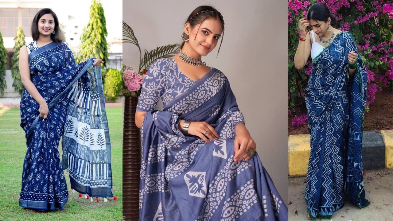 Latest batik print saree design for Teachers Day