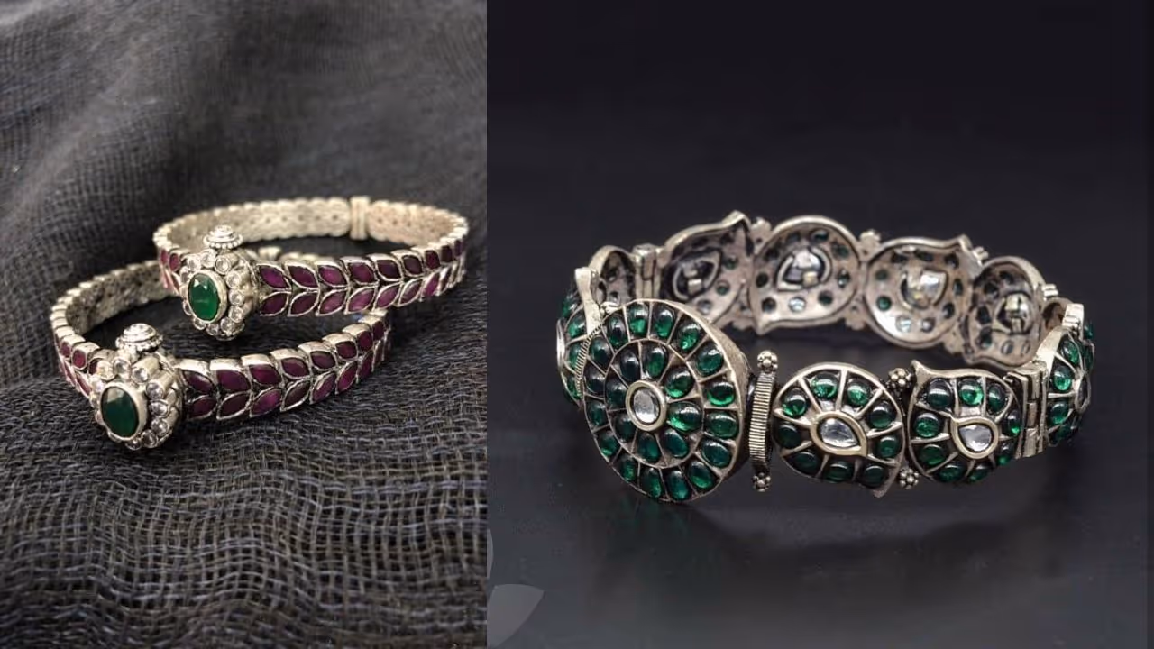 Traditional silver bangle design for festival