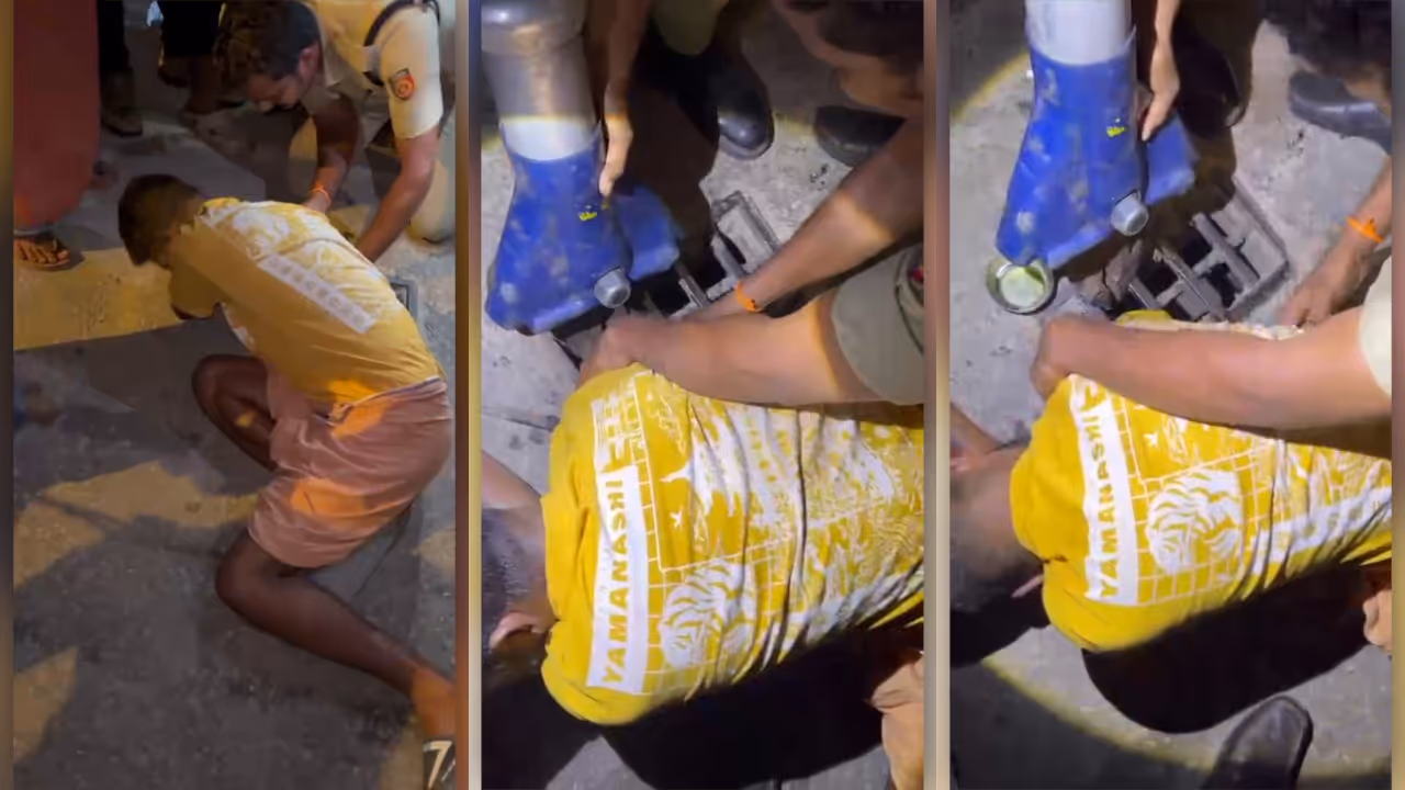 youths hand trapped in manhole grill fire force rescues youths hand trapped in manhole grill fire force rescues