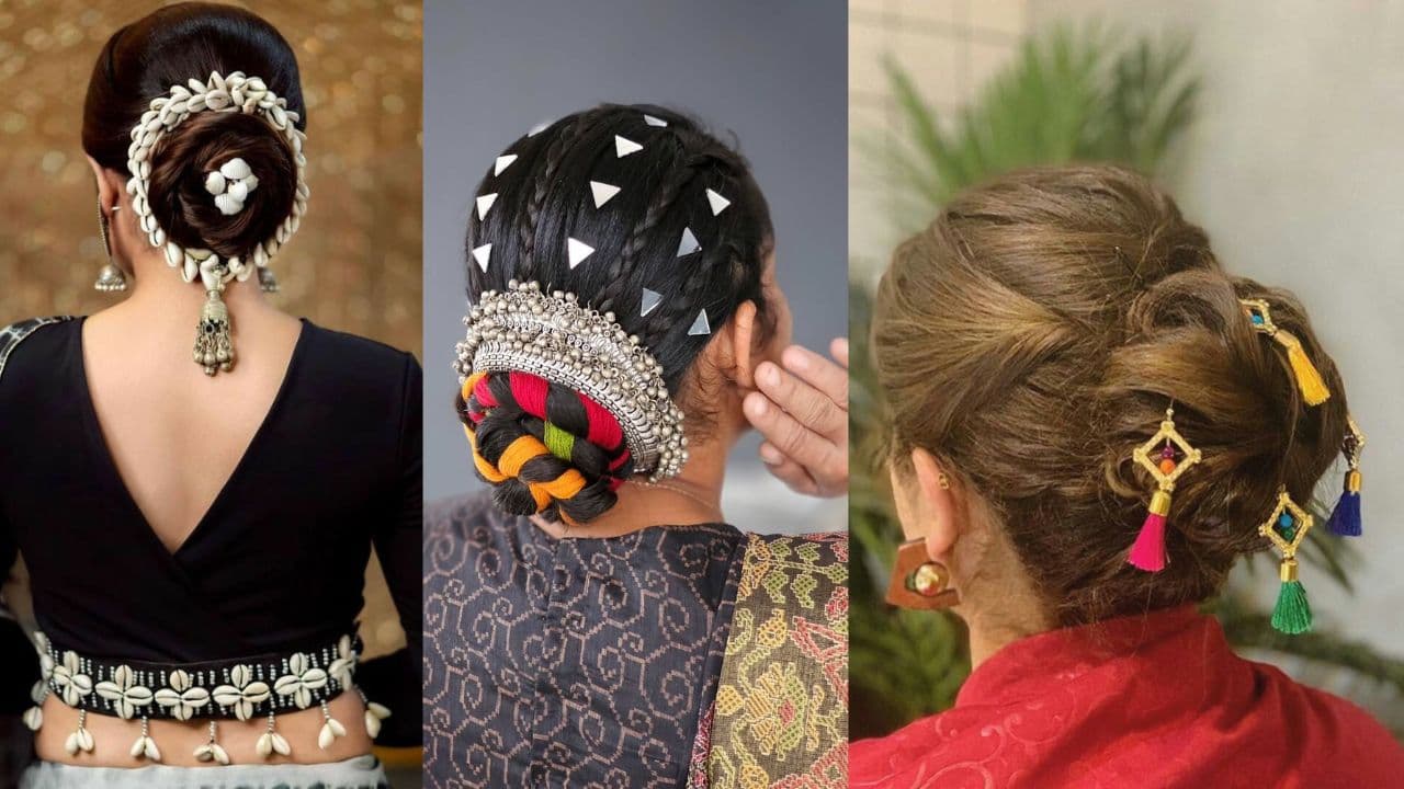 Easy bun hairstyle for Garba