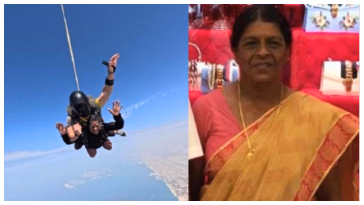 71 year old Malayali woman skydives from 13000 feet