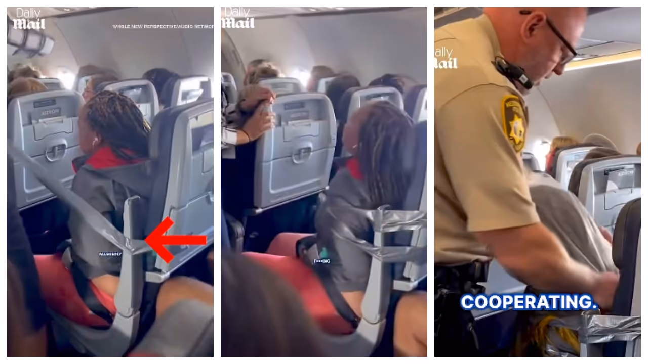 US Airline passenger taped to seat